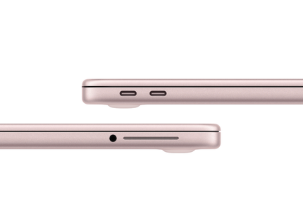 Vista lateral MacBook Neo 13 2026 rosa destacando diseño delgado de aluminio