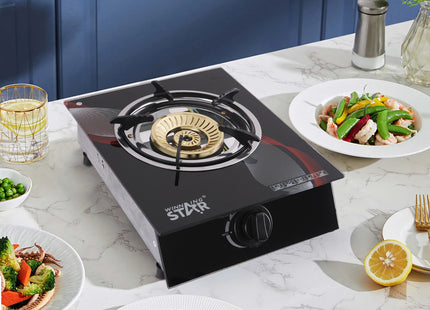 Winning Star cocina de gas 1 quemador vidrio negro, ST-9657