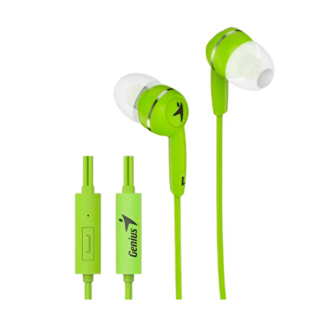Audífono Genius HS-M320 | Alámbrico 3.5mm | Micrófono Integrado | Diseño Ergonómico | Verde