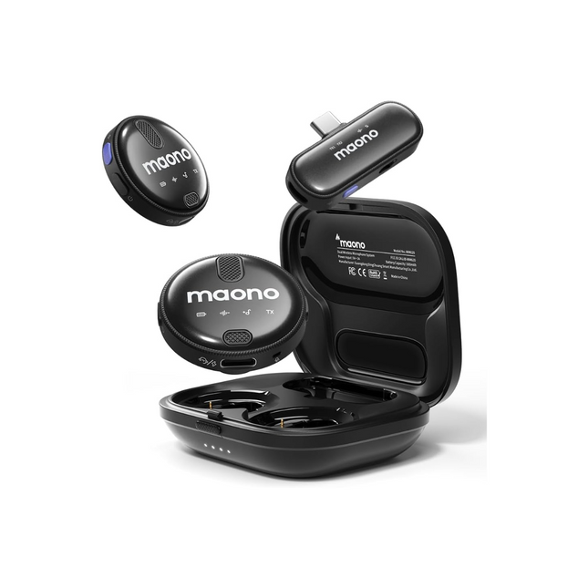 Micrófono Inalámbrico Maono WM620 | Dual Lavalier | USB‑C | Cancelación de Ruido | Estuche de Carga