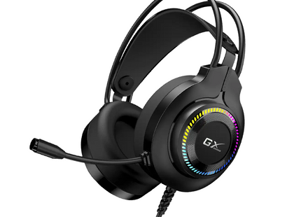 Headset Genius HS-GX580U con iluminación RGB vista frontal completa