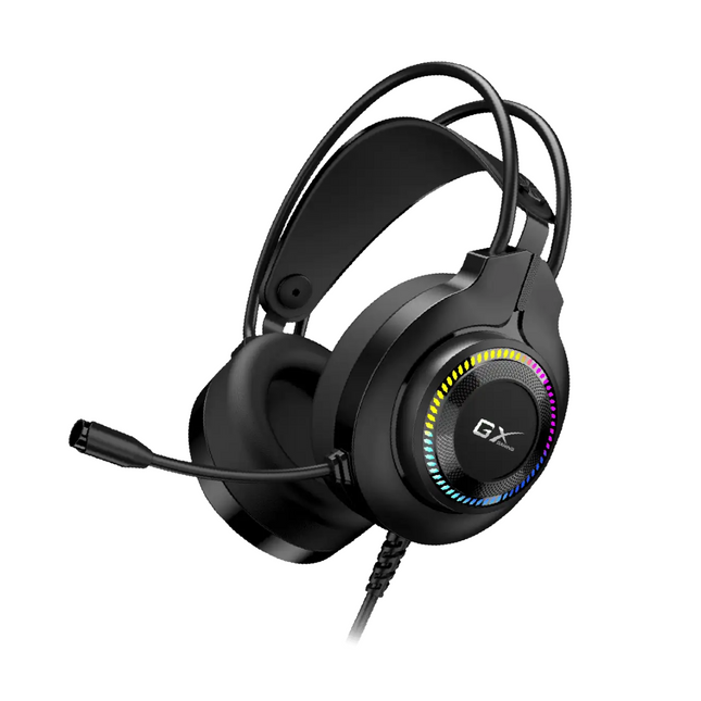 Headset Genius HS-GX580U con iluminación RGB vista frontal completa