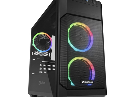 Case Sharkoon V1000 RGB Media Torre | Micro-ATX | Vidrio Templado | 3 Ventiladores RGB | Negro
