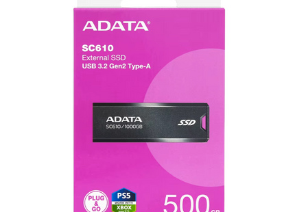 Unidad SSD Externa ADATA SC610 | 2TB | USB 3.2 Gen2 | Negro