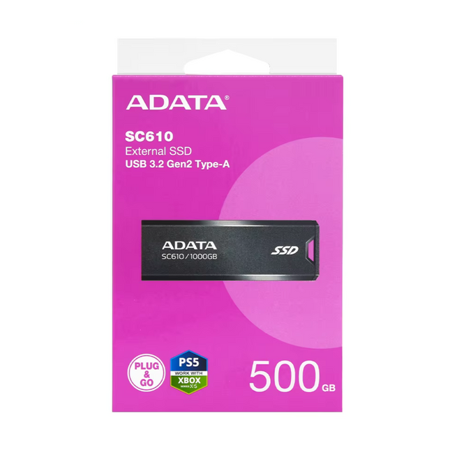 Unidad SSD Externa ADATA SC610 | 2TB | USB 3.2 Gen2 | Negro