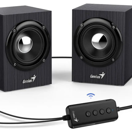 Parlante Genius SP-HF385 | 2.0 Canal | Bluetooth | Potencia de 20W | Entrada 3.5mm | Diseño de Madera