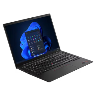 ThinkPad X1 Carbon Gen 10 cerrada mostrando diseño ultradelgado y logo Lenovo