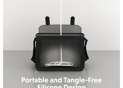 Targus HyperJuice cable blanco - infografía de diseño de silicona libre de enredos