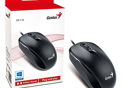 Mouse Genius DX-110 vista posterior con sensor óptico 1200 DPI