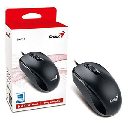 Mouse Genius DX-110 | Alámbrico USB-C | Sensor óptico 1200 DPI | Diseño ergonómico | Color Negro