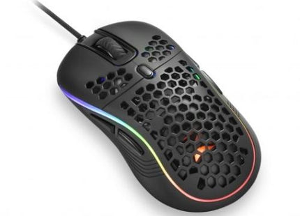 Mouse Gaming Sharkoon Light² S vista lateral izquierda mostrando perfil ergonómico y estructura ultraliviana
