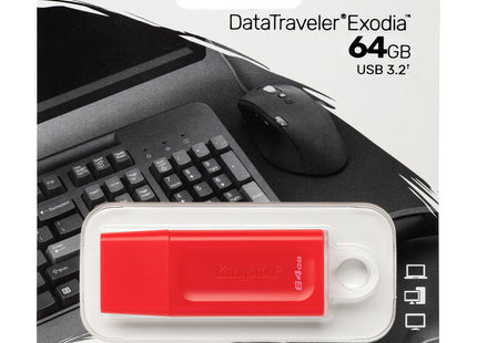 Memoria USB Kingston DataTraveler Exodia | 64GB | USB 3.2 Gen 1 | Tapa Protectora | KC-U2G64-7GR