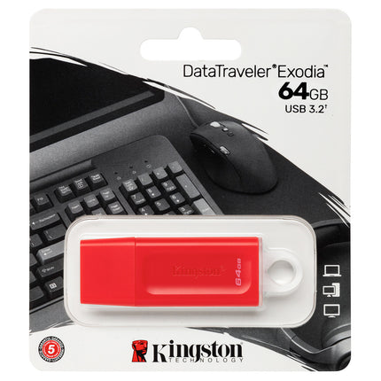 Memoria USB Kingston DataTraveler Exodia | 64GB | USB 3.2 Gen 1 | Tapa Protectora | KC-U2G64-7GR