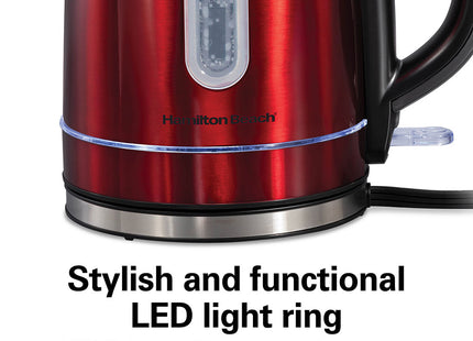 Hamilton Beach tetera eléctrica LED roja 41060, vista lateral
