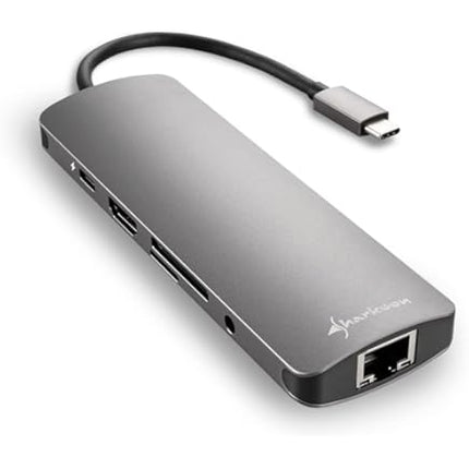 Hub Sharkoon USB 3.0 Type-C Multiport | 4 Puertos USB-A | Conector USB-C | Compacto | Color Gris