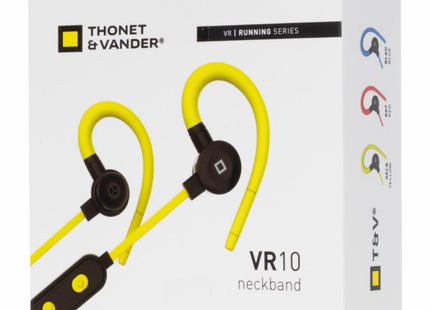 Audífonos deportivos VR10 con puerto de carga USB y acabado amarillo vibrante