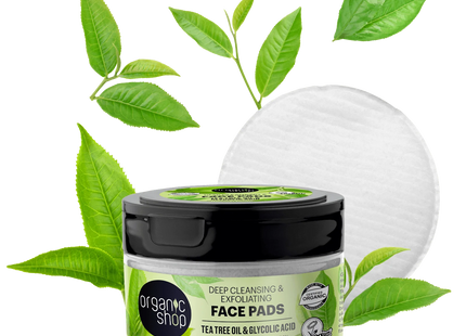 Organic Shop Pads faciales limpieza árbol de té 20 piezas