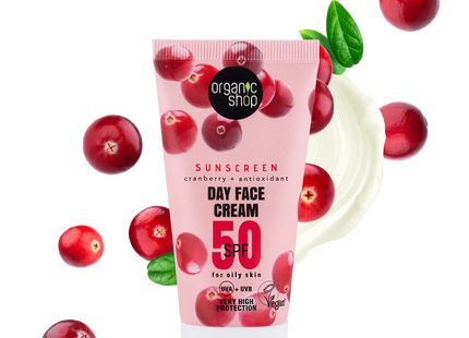 Organic Shop Crema facial protectora arándano SPF 50 50ml