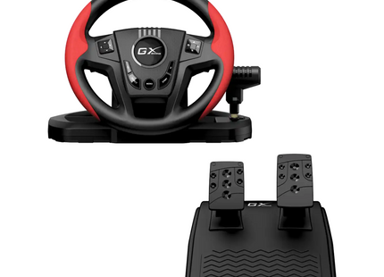 Volante con Pedales Genius RS2 Speedmaster | Compatible con PC, PS4, PS3 | Retroalimentación de Vibración | Diseño Ergonómico | Negro