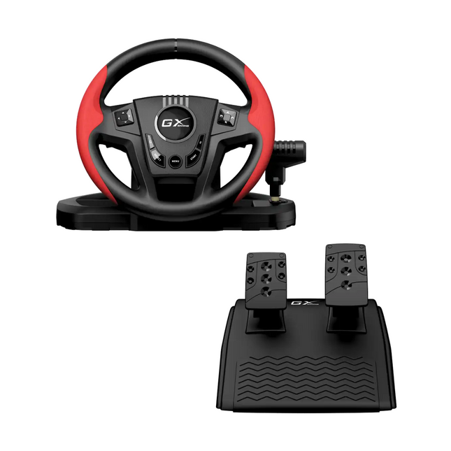 Volante con Pedales Genius RS2 Speedmaster | Compatible con PC, PS4, PS3 | Retroalimentación de Vibración | Diseño Ergonómico | Negro