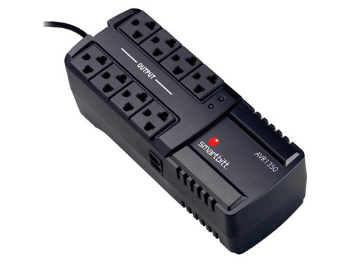 Regulador de Voltaje Smartbitt SBAVR1350 | 1350VA | 675W | 8 Salidas NEMA | Protección RJ11 | Indicadores LED