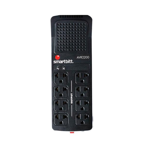 Regulador de Voltaje Smartbitt SBAVR2200 | 2200VA | 1100W | 8 Contactos | Protección RJ11