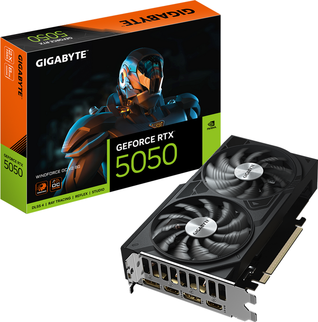 Gigabyte GeForce RTX 5050 Windforce OC V2 8G - vista frontal