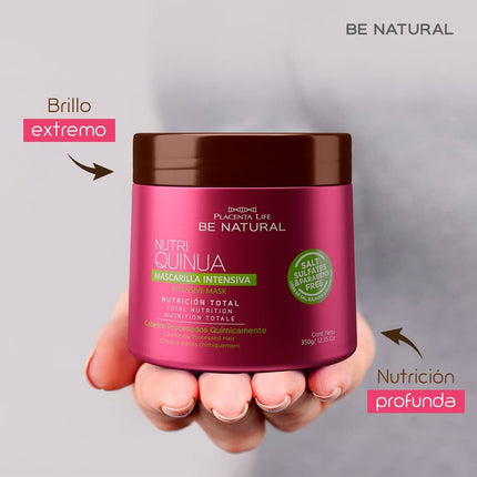 Mascarilla Intensiva Nutri Quinua Placent Life | 35g | Nutrición profunda para cabello seco o dañado