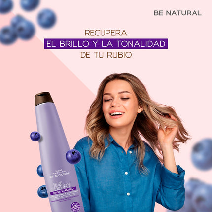 Shampoo Blue Berry Silver Placent Life | 350ml | Matizante para cabellos rubios o con canas | Neutraliza tonos amarillentos