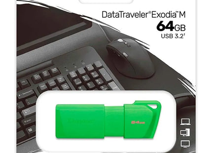 Memoria USB Kingston DataTraveler Exodia M | 64GB | USB 3.2 Gen 1 | Neon Green | KC-U2L64-7LG