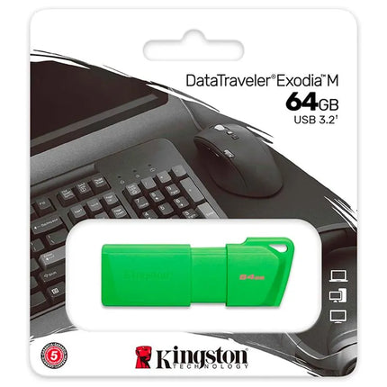Memoria USB Kingston DataTraveler Exodia M | 64GB | USB 3.2 Gen 1 | Neon Green | KC-U2L64-7LG