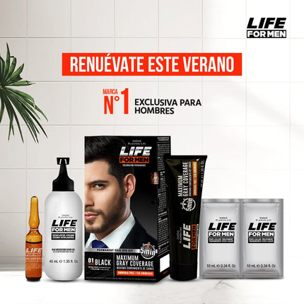 Kit Tinte Castaño Oscuro Hombre Placent Life | Para cubrir canas y lograr un look natural en casa