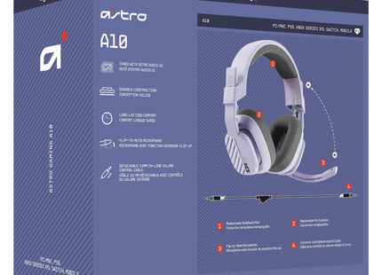 Headset Gaming Logitech Astro A10 Gen 2 | Lila | Sonido Envolvente | Micrófono Flip-to-Mute