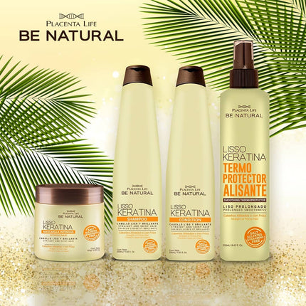 Acondicionador Lisso Keratina 350ml Placent Life | Para alisar y controlar el frizz del cabello rebelde