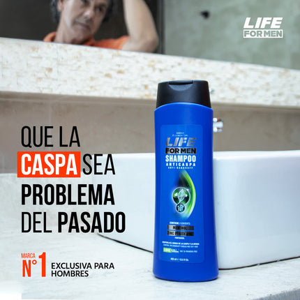 Shampoo Anticaspa Life for Men Placent Life | 400ml | Control efectivo de caspa para cuero cabelludo masculino