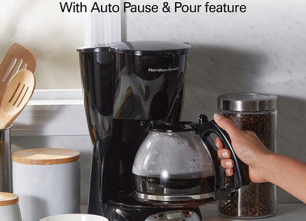 Hamilton Beach cafetera programable 12 tazas 49465RG, canasta de filtro