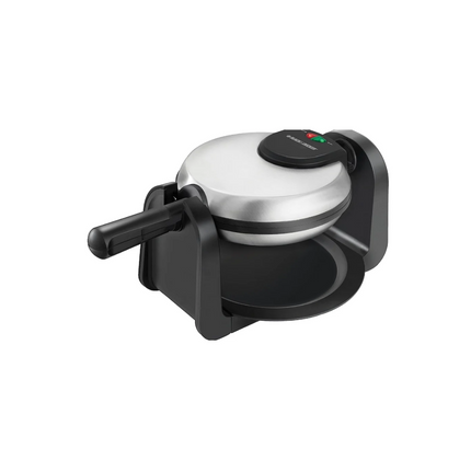 Wafflera Black+Decker Belgian Flip Maker WM1404S | 7″ Redonda | 800 W | Giratoria | Rejillas Profundas