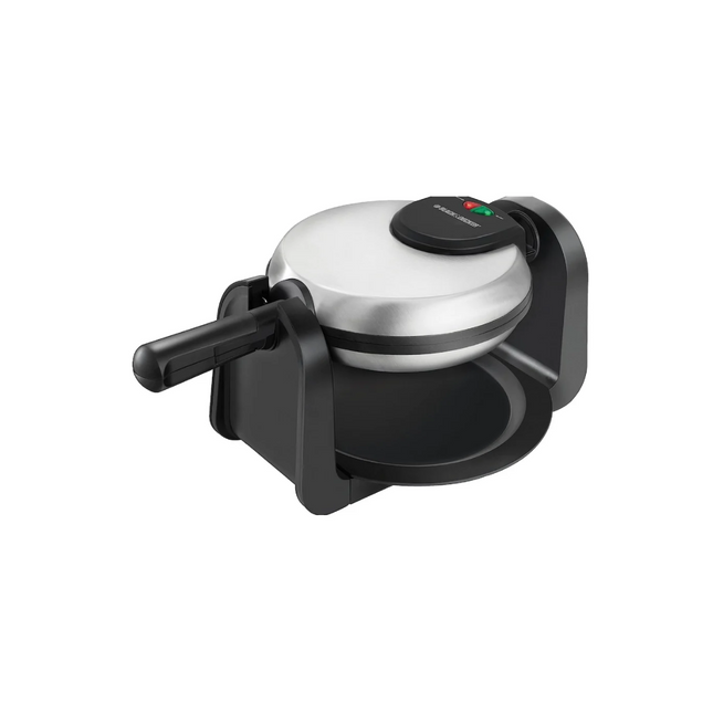 Wafflera Black+Decker Belgian Flip Maker WM1404S | 7″ Redonda | 800 W | Giratoria | Rejillas Profundas