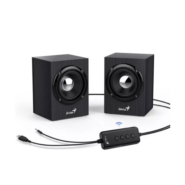 Parlante Genius SP-HF385 | 2.0 Canal | Bluetooth | Potencia de 20W | Entrada 3.5mm | Diseño de Madera
