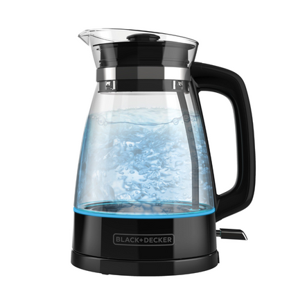 Hervidor Eléctrico Black+Decker KE7000B‑LA | 1.7 L | 1500 W | Iluminación LED | Base 360° | Apagado Automático