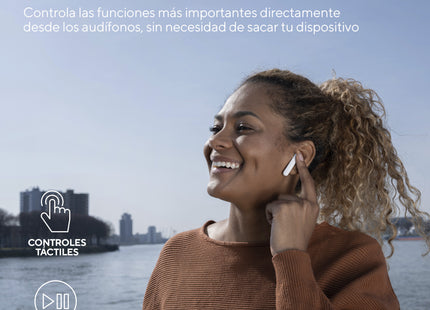 Audífonos Trust BT Control Táctil Blanco vista trasera diadema
