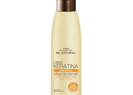 Shampoo Liso Keratina Placent Life | 100ml | Control de frizz y alisado suave para todo tipo de cabello