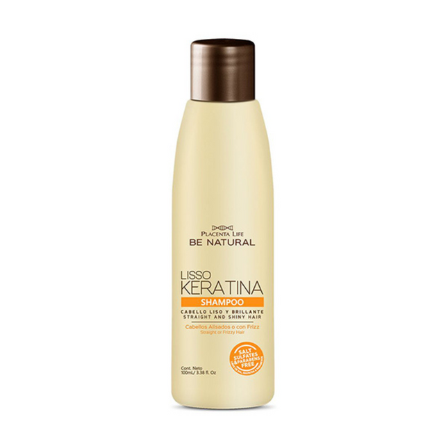 Shampoo Liso Keratina Placent Life | 100ml | Control de frizz y alisado suave para todo tipo de cabello