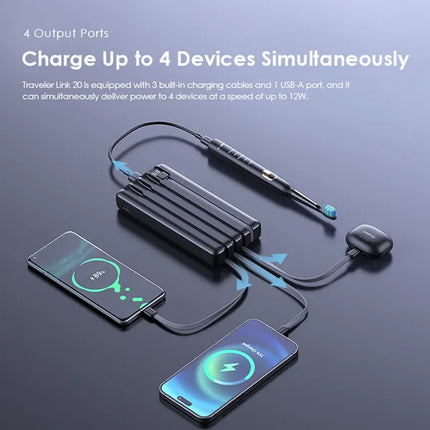 Power Bank Oraimo Traveler Link 20 | 20000mAh | 4 Cables Incorporados | OPB-P5201
