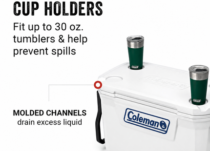 Coleman 3000006482 Hielera con Ruedas 62 qt 58,7 L para 101 Latas Blanca