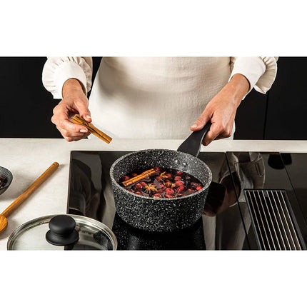 Olla 20 cm Westinghouse WCSP0009020MBB | Con tapa | Acabado mármol negro | Antiadherente