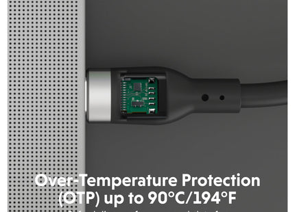 Targus HyperJuice cable negro - infografía de protección contra sobretemperatura OTP