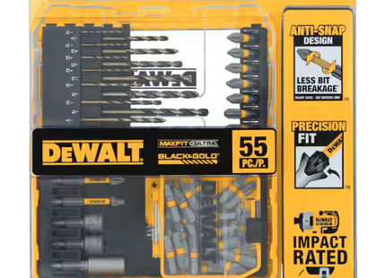 DEWALT DWAUMF55SET MAXFIT ULTRA Juego de Puntas y Brocas Black and Gold con Estuche 55 Piezas