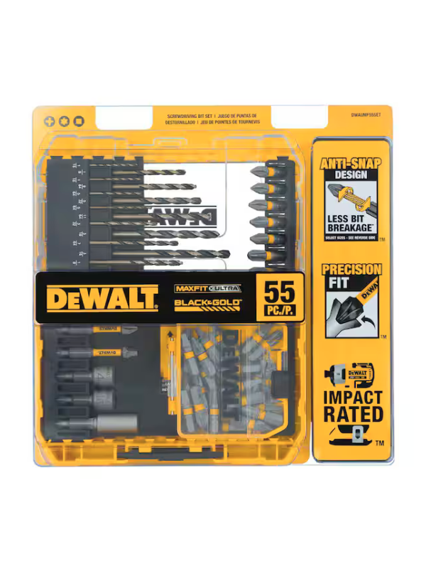 DEWALT DWAUMF55SET MAXFIT ULTRA Juego de Puntas y Brocas Black and Gold con Estuche 55 Piezas
