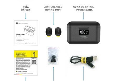 Audífono In-Ear Thonet & Vander BOHNE TOPP | Bluetooth 5.0 | Caja de Carga con Power Bank Integrado